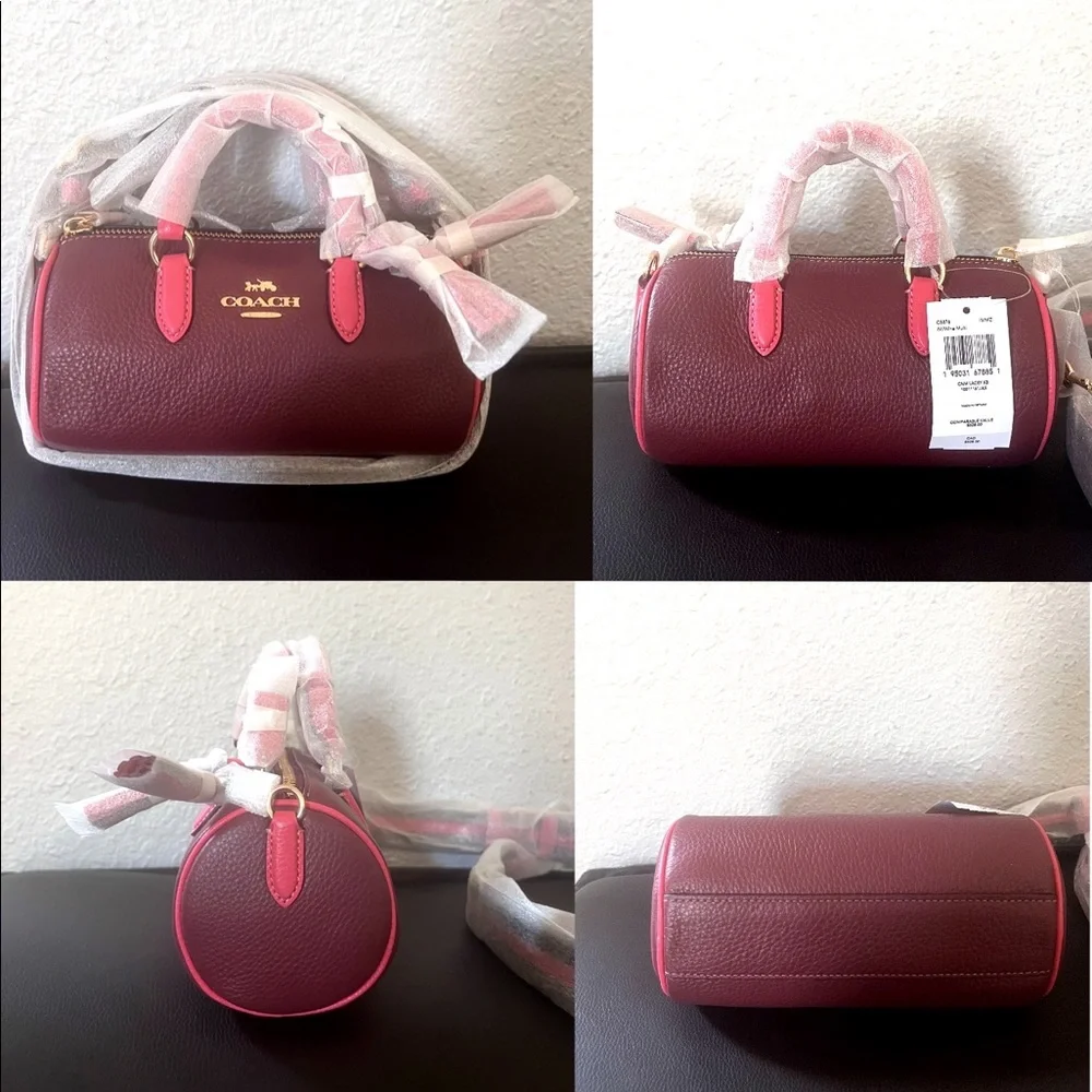 🔥SALE💥NWT‎ COACH CB876 LACEY CROSSBODY LEATHER SHOULDER BAG GOLD/WINE MULTI - Picture 7 of 10